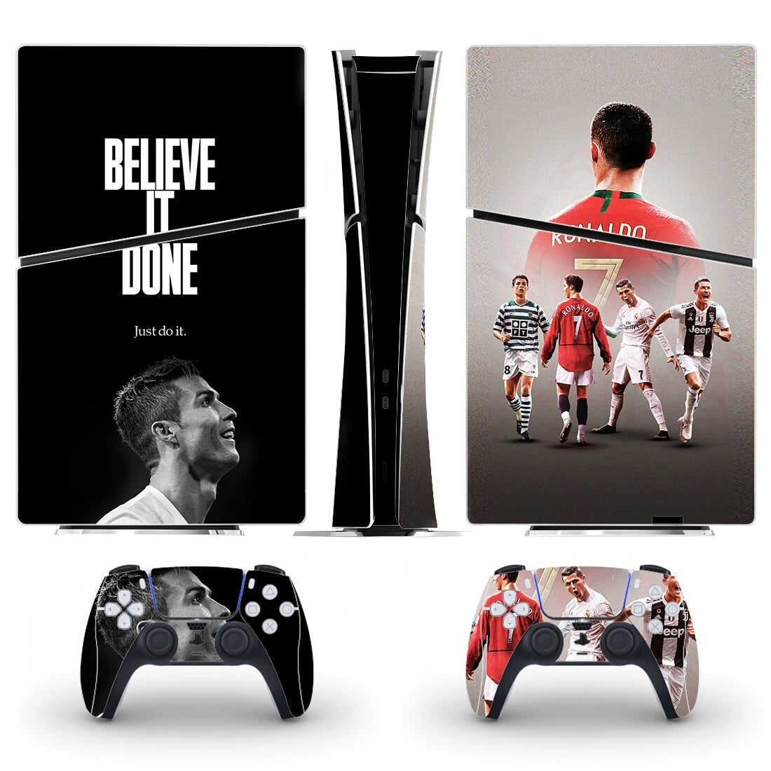 Nueva piel/vinilo adhesivo decorativo para consola PS5 Slim Digital y 2 mandos CR7 Sports