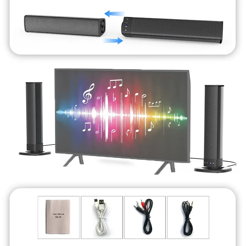Potente barra de sonido, barra de sonido de Radio, Audio, TV, ordenador, Subwoofer, altavoz inalámbrico de cine en casa, barra de sonido, Altavoz Bluetooth