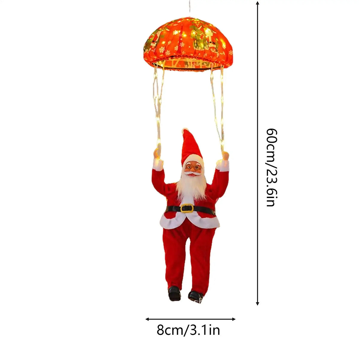Luces solares decorativas de Papá Noel en paracaídas, luces navideñas solares para exteriores con 8 modos LED, lámpara solar colgante impermeable