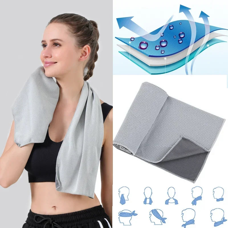 Toalla de seda helada para deportes, toalla de hielo de enfriamiento instantáneo, portátil, para viajes al aire libre, Fitness, correr, natación, bolsa de silicona, 1 Uds.