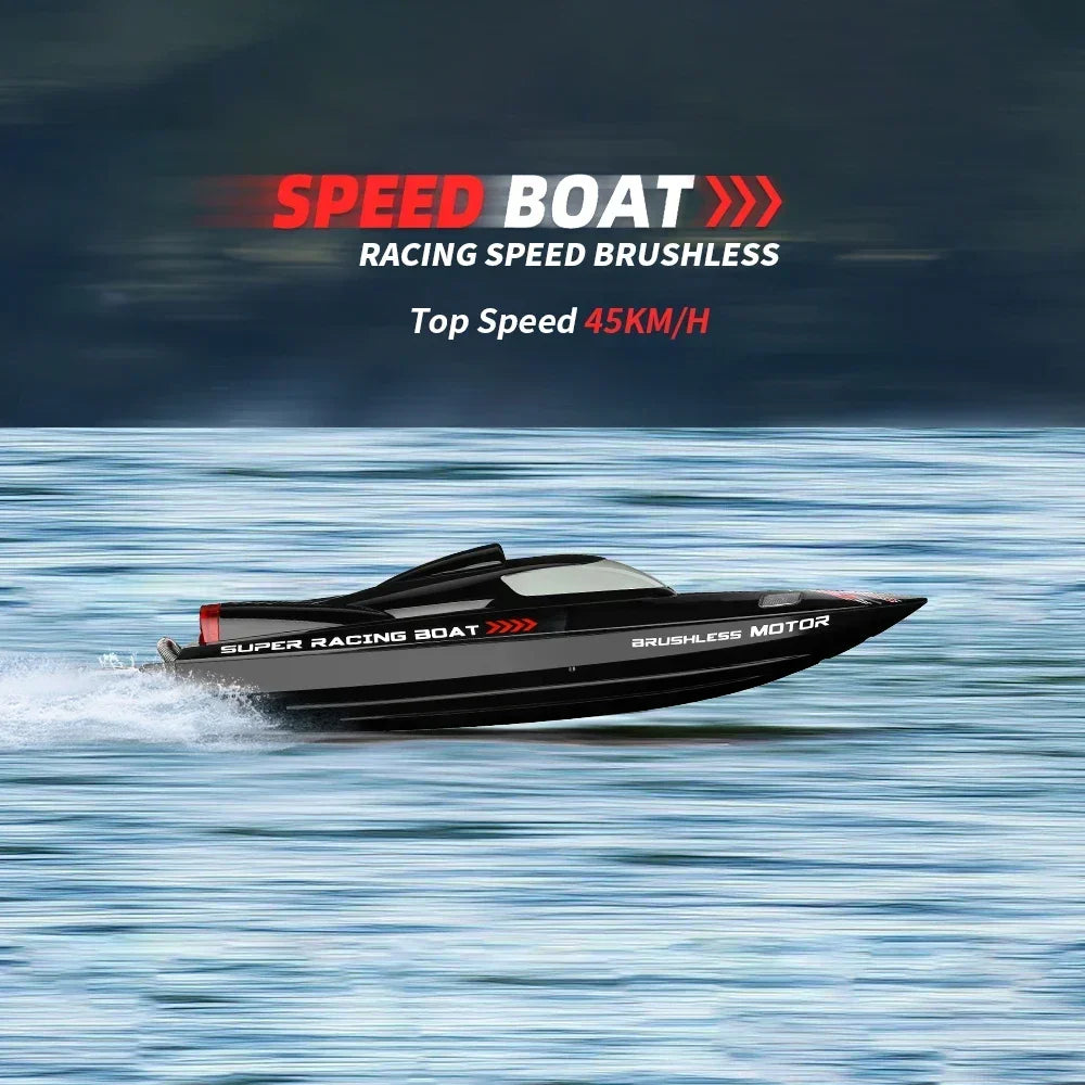 Lancha RC de alta velocidad WLtoys WL916, 2.4G, 55 KM/H, barco de carreras con motor sin escobillas, lancha rápida a control remoto, juguete para adultos con 2 baterías, modelo autoenderezable