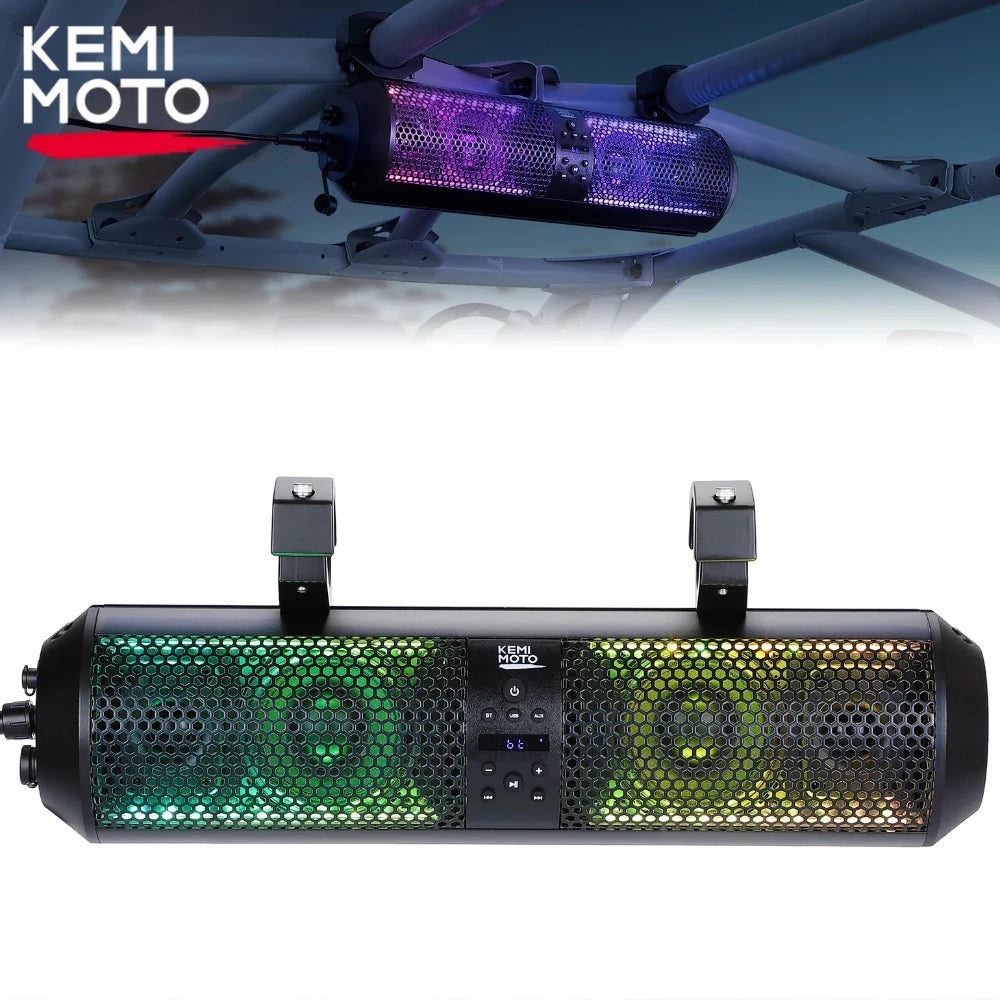 Altavoces Bluetooth KEMIMOTO UTV RGB, barra de sonido potente compatible con Polaris RZR 800 900 XP Turbo para Can-Am X3 Max para Honda