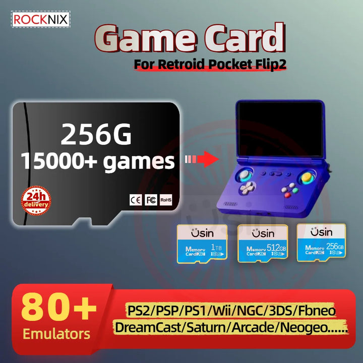 Tarjeta de juego ROCKNIX TF para Retroid Pocket Flip2 plug &amp; play juegos Retro clásicos consola portátil memoria SD solo para SD865