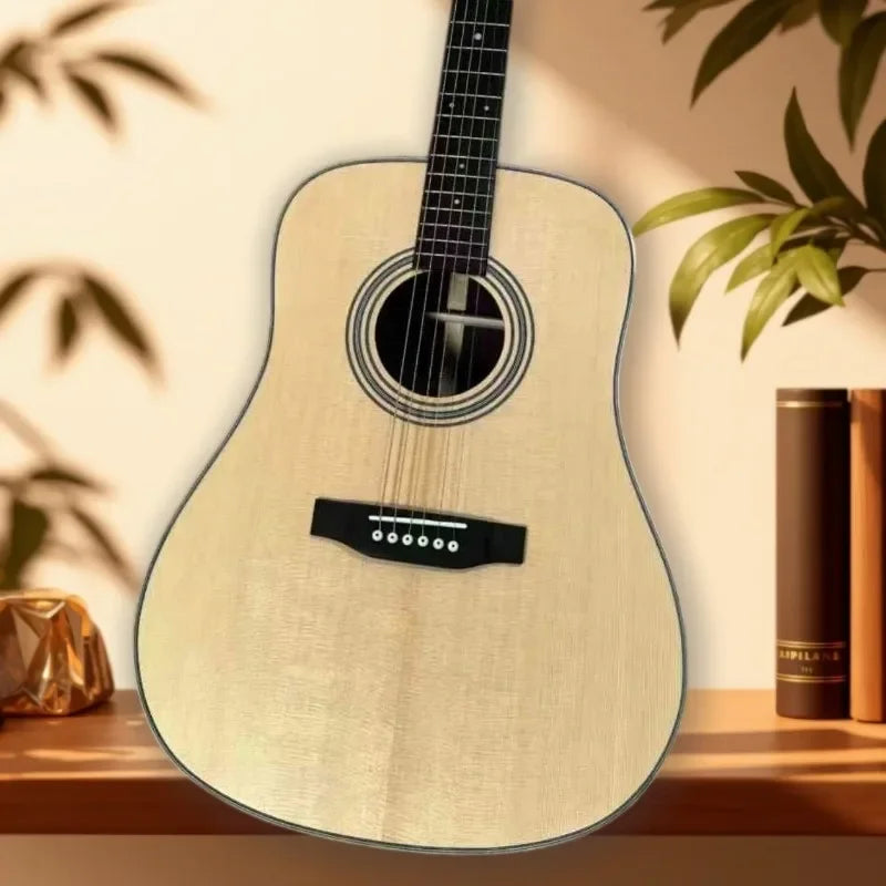 Guitarra acústica de 4 pulgadas, modelo D28, con tapa de abeto macizo y fondo y laterales de palo de rosa, ideal para guitarristas principiantes e intermedios.