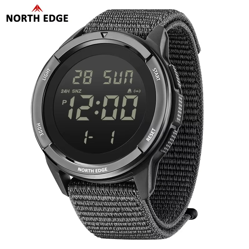 Reloj digital militar NORTH EDGE 2025 TERRAX para hombre, deportivo para exteriores, sumergible 50M, con cronómetro, cuenta atrás y luz.