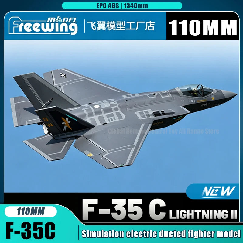 Avión RC Freewing F-35 C Lightning II de 110 cm de envergadura, ala fija eléctrica con ventilador canalizado de 110 mm, modelo de caza F-35C