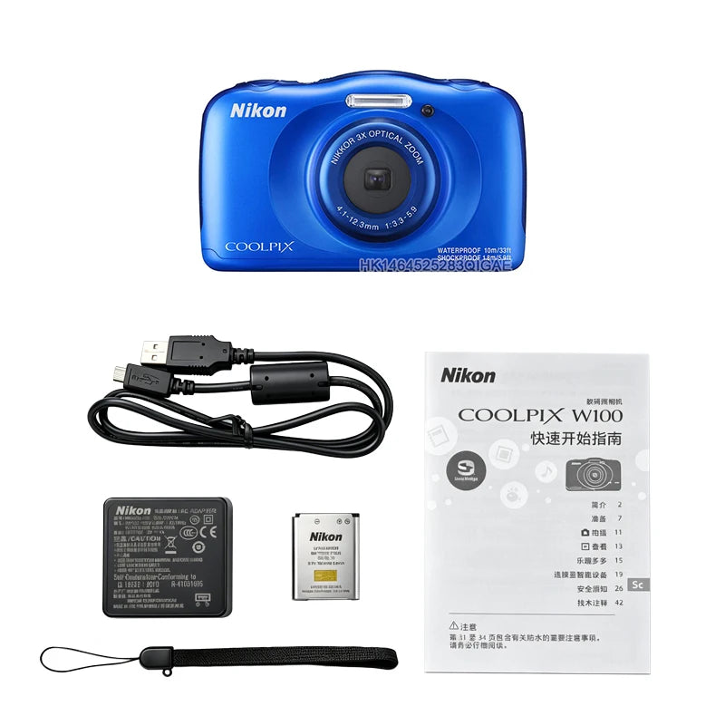 【Original】Cámara digital Nikon COOLPIX W100 con pantalla LCD de 2,7 pulgadas Full HD 1080P, cámara digital portátil