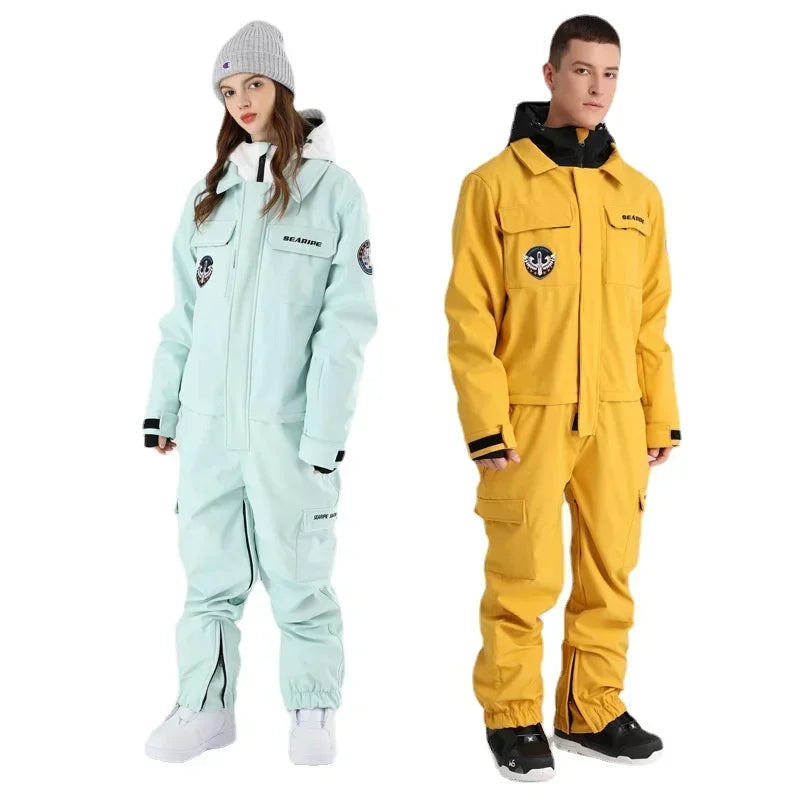 Mono de trabajo cortavientos 2025 nuevo para hombre y mujer, impermeable, transpirable, para esquí de tabla simple o doble.