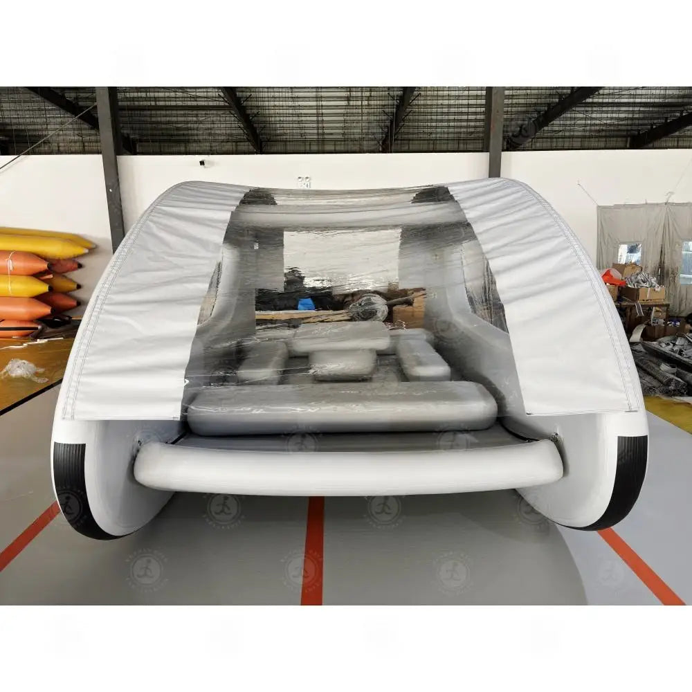 Catamarán Inflable Resistente con Motor Eléctrico, Bote Inflable para Entretenimiento Acuático Familiar