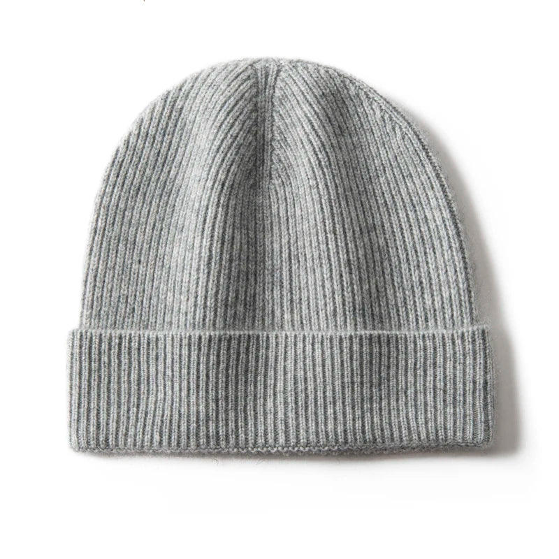 MERRILAMB Gorro de Cachemira Natural para hombre, gorro de punto informal suave y cálido para invierno, gorros acanalados de Color sólido para otoño