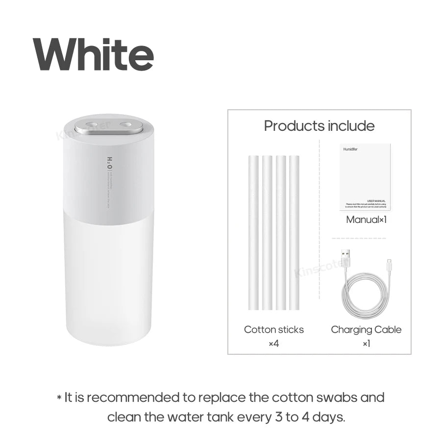Humidificador de aire ultrasónico KINSCOTER, difusor rociador USB con batería de 300ml y 2000mAh, lancia de niebla de agua suave para el hogar y la Oficina