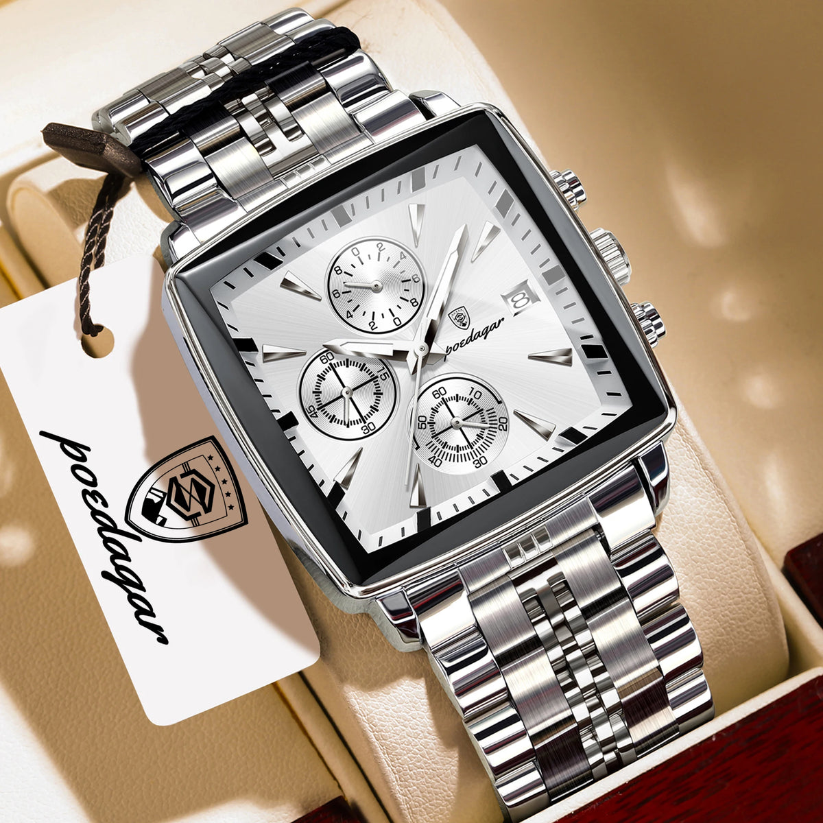 Reloj de pulsera de lujo para hombre POEDAGAR, de cuarzo, luminoso, resistente al agua, de acero inoxidable, cronógrafo con fecha, reloj de negocios para hombre