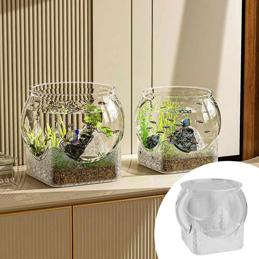 Acuario redondo multifuncional de 2025, pecera transparente resistente a caídas, mejora la experiencia visual, decoración de escritorio para peces ornamentales