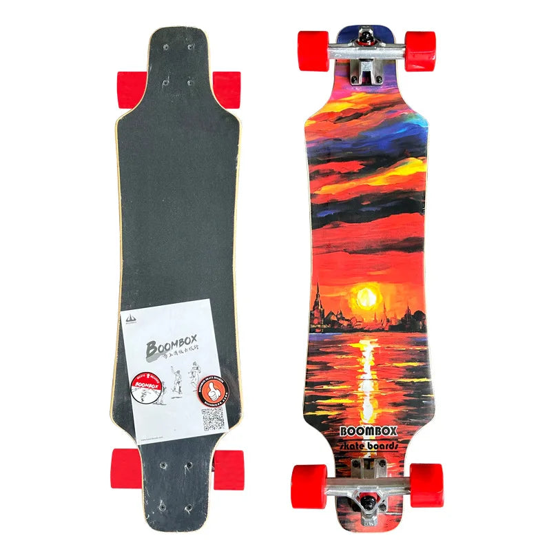 Patineta Profesional de Madera de Arce con Doble Kick para Adultos, Longboard Urbano Suave para Desplazamientos y Freeride