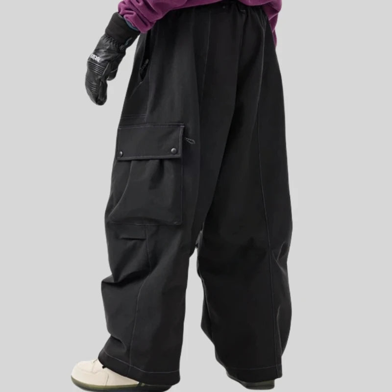 Pantalones de snowboard con bolsillo grande para hombre, pantalones de esquí holgados súper holgados, aislamiento impermeable para campo de nieve, ropa deportiva de invierno para parejas