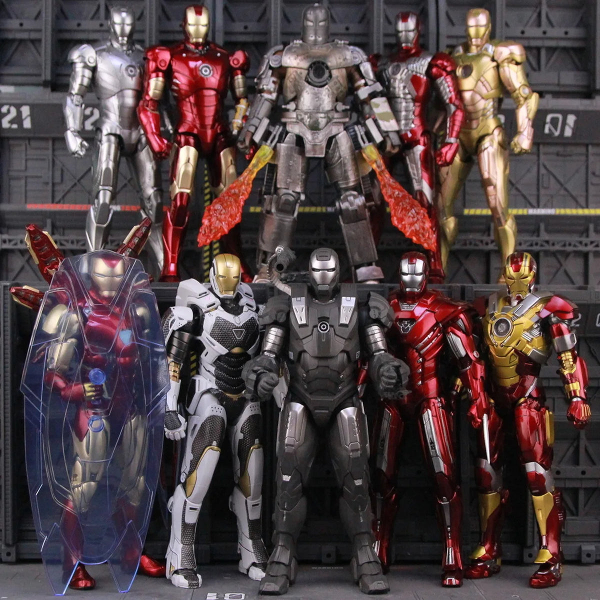 ZD Toys Marvel Iron Man MK46 MK45 MK1 MK2 MK3 MK4 MK5 MK6 MK7 MK33 MK17 7 "Figura de acción de película Iron Mark 1 2 3 4 5 6 7 Leyendas