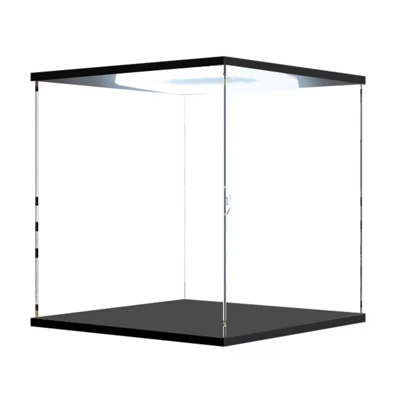 Vitrina de acrílico transparente premium con luz empotrada, varios tamaños disponibles, compatible con minifiguras de Lego y figuras de acción