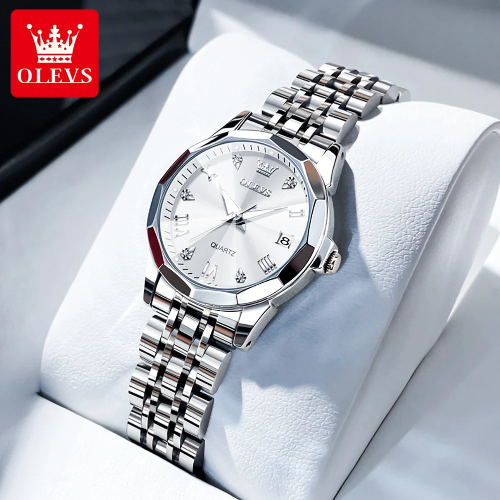 Reloj OLEVS 9931 para mujer, elegante reloj de cuarzo cuadrado original, resistente al agua, luminoso, con fecha automática, regalo para dama