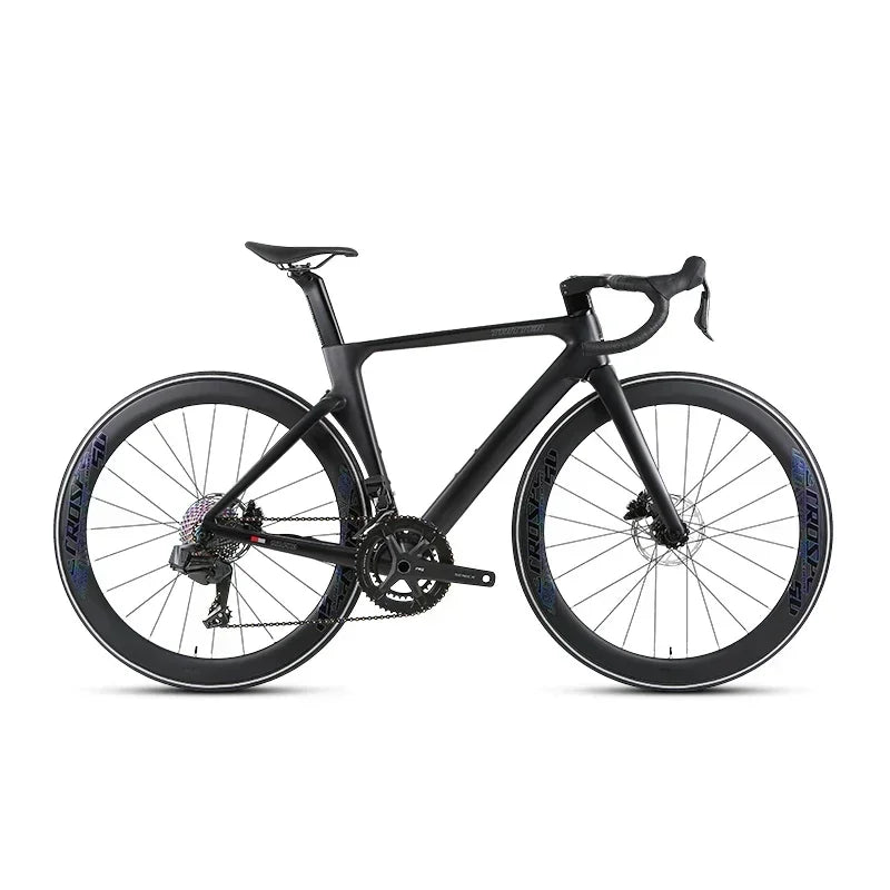 Bicicleta de carretera de fibra de carbono para competición TWITTER R12pro con frenos de disco hidráulicos, cambio electrónico inalámbrico EDS TX-2*12S
