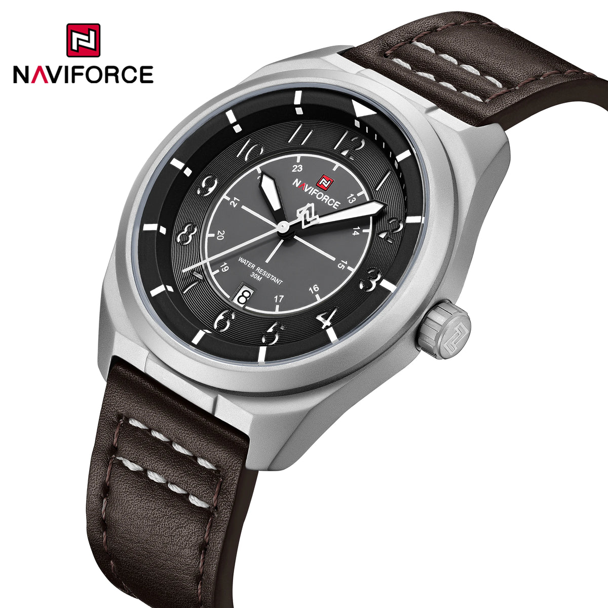 Reloj de pulsera deportivo militar de lujo para hombre NAVIFORCE NF9281, reloj de cuarzo original con fecha automática, correa de piel, resistente al agua, regalo para hombre