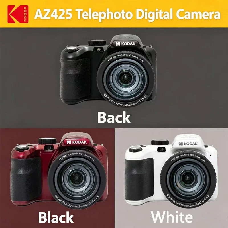 Cámara Digital KODAK PIXPRO AZ255 de 16MP, Pantalla LCD de 3 Pulgadas, Video FHD 1080P, Cámara Profesional para Vlogs, Zoom Óptico de 25X, Gran Angular de 24mm, OIS