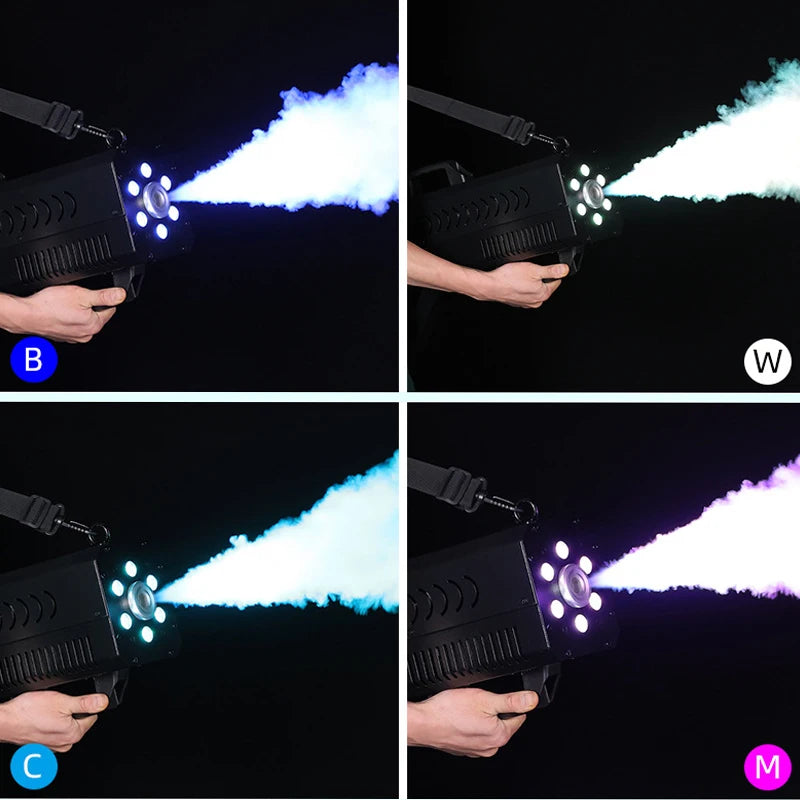 Pistola de humo LED RGB de 1500W, equipo de efectos especiales para escenarios, pulverizador de humo para DJ, discotecas, fiestas y bodas