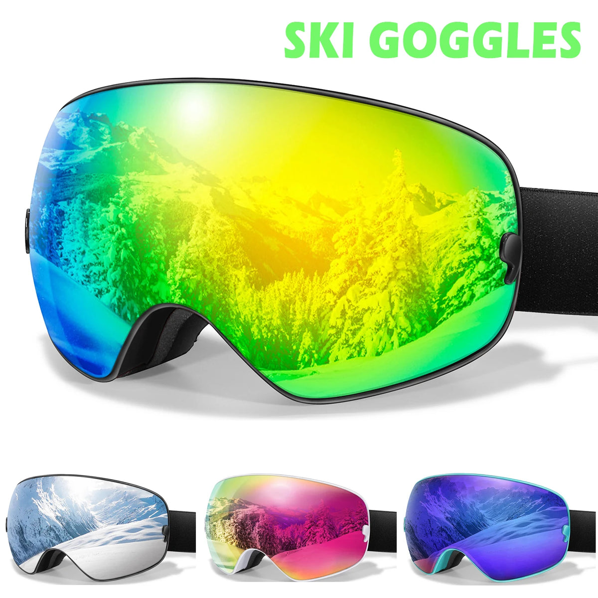 Gafas de esquí antivaho con lentes para hombres y mujeres - Esquí Snowboard Deportes al aire libre Protección UV