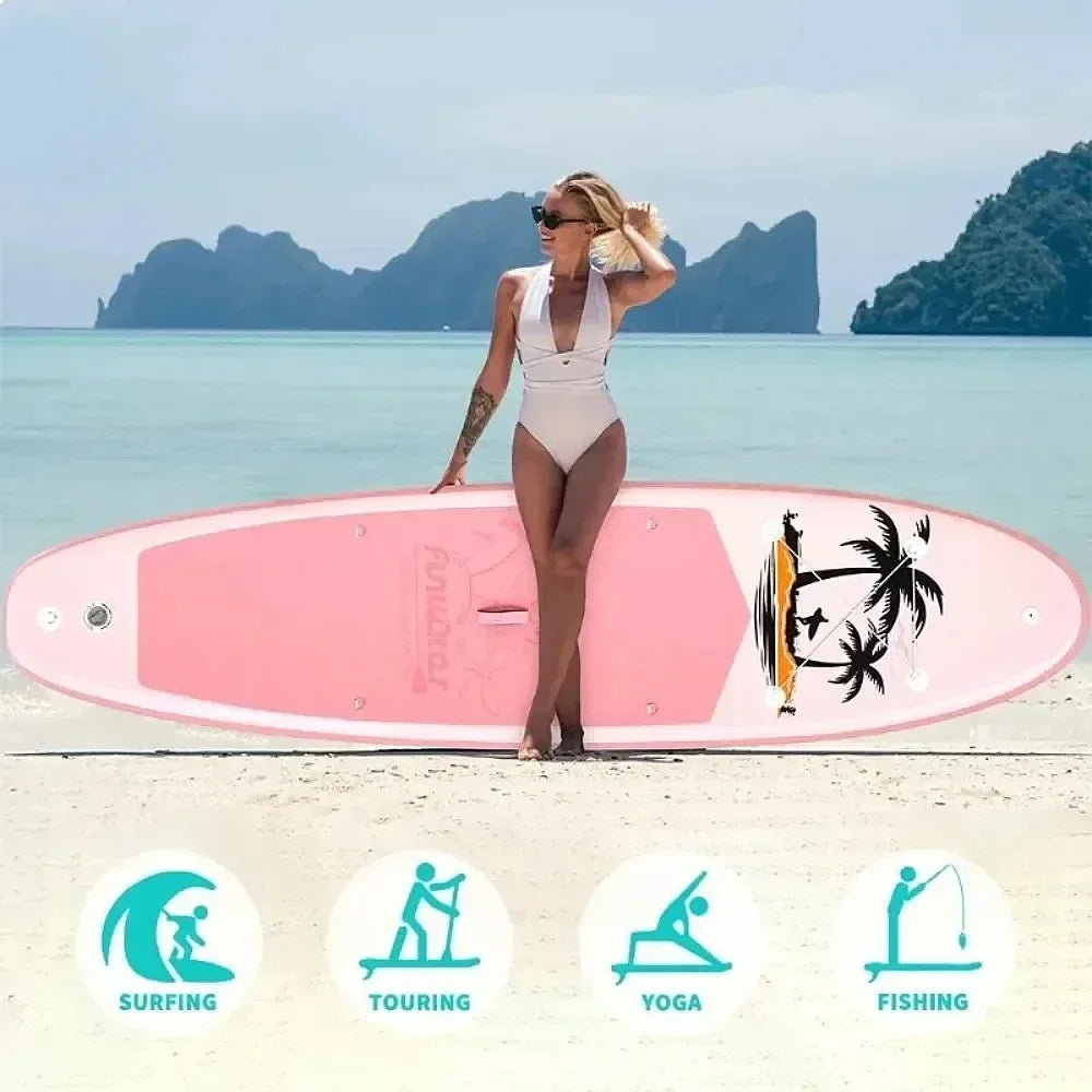 FunWater SUPFW37B Tabla de Paddle Surf Inflable 335x84x15cm Estable Antideslizante 150kg Capacidad para Lago, Mar, Piscina con Inflador, Mochila, Remo, Correa y Aletas EU