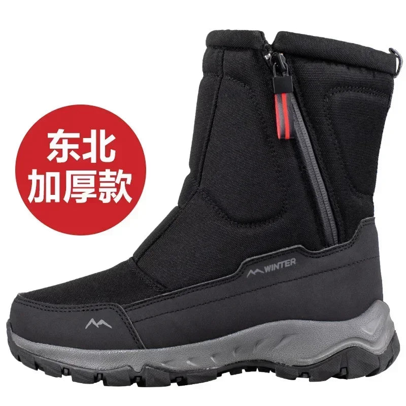 Botas de invierno para hombre, botas de nieve cálidas a media pantorrilla, zapatos cálidos para hombre, botas de invierno de felpa gruesas para hombre y mujer, zapatos de algodón