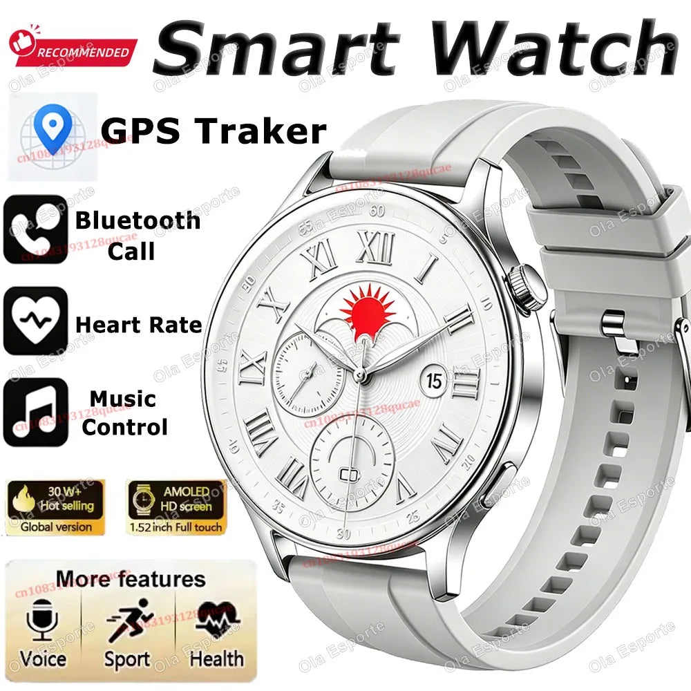 Reloj inteligente 2026 Watch 5 Pro con seguimiento GPS, pantalla AMOLED de 1.52'', resolución 360*360, llamadas BT, monitor de salud, resistente al agua, para hombre Ht30