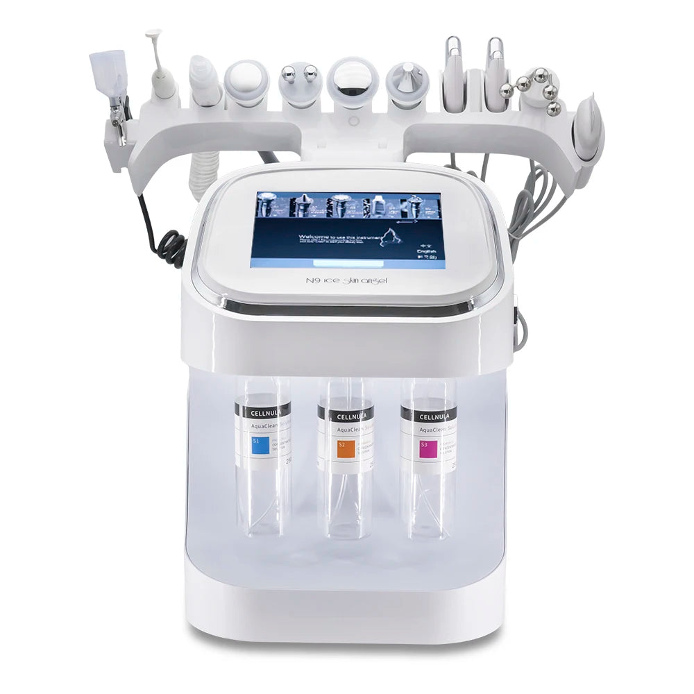 Novlora 10 en 1 Máquina Facial de Hidro-Oxígeno Ice Skin, Limpieza Profunda, Eliminador de Puntos Negros, Microdermoabrasión, Peeling Acuático, Exfoliante para la Piel, Cuidado de la Piel, SPA
