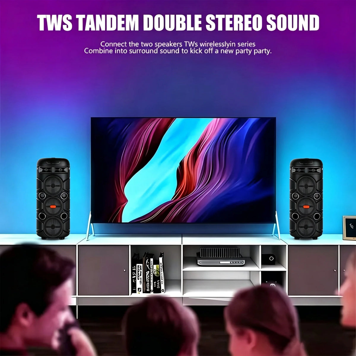 8800W Peak High Power Portable Bluetooth Speaker CBS-3031 Party Box Bluetooth 5.3 RGB LED DJ Lights TWS Wireless Stereo Professional Karaoke Speaker with Microphone Bedroom Home Room Decor Suitable for Outdoor Camping Party