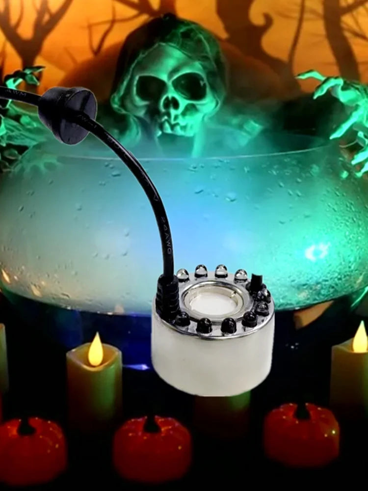 Mini nebulizador de luz LED de calabaza para Halloween, decoración para fiesta de Navidad, bonsái, acuario, humidificación, fuente de agua, máquina de niebla