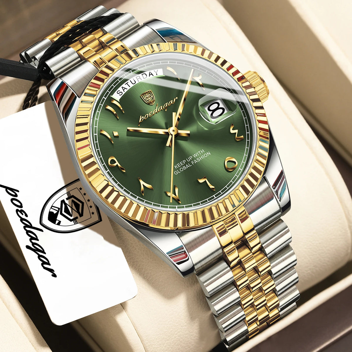 Reloj para hombre POEDAGAR de diseño moderno, de acero inoxidable, resistente al agua, estilo ejecutivo, con fecha, día de la semana, cuarzo, creativo, reloj de pulsera para hombre.