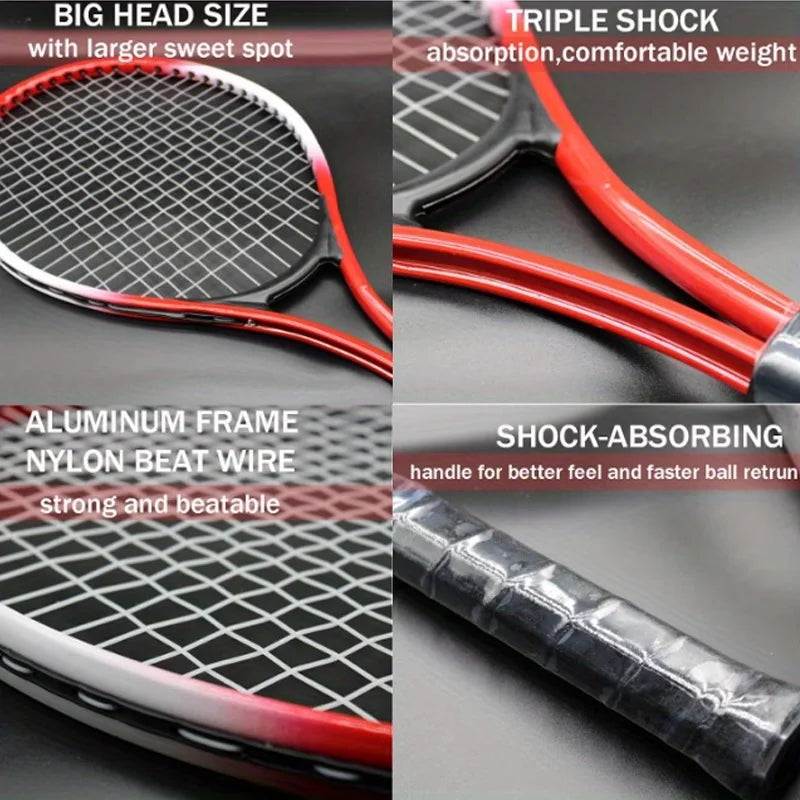 Kit de Raquetas de Tenis, 1 Juego que Incluye Entrenador de Rebote, Pelotas de Tenis, Cinta Absorbente de Sudor y Bolsa de Almacenamiento para Práctica y Entrenamiento de Dos Personas