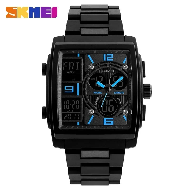 SKMEI 1274 Reloj digital impermeable con luz EL, reloj de pulsera para hombre, reloj deportivo de moda con cronógrafo, cuenta regresiva y alarma
