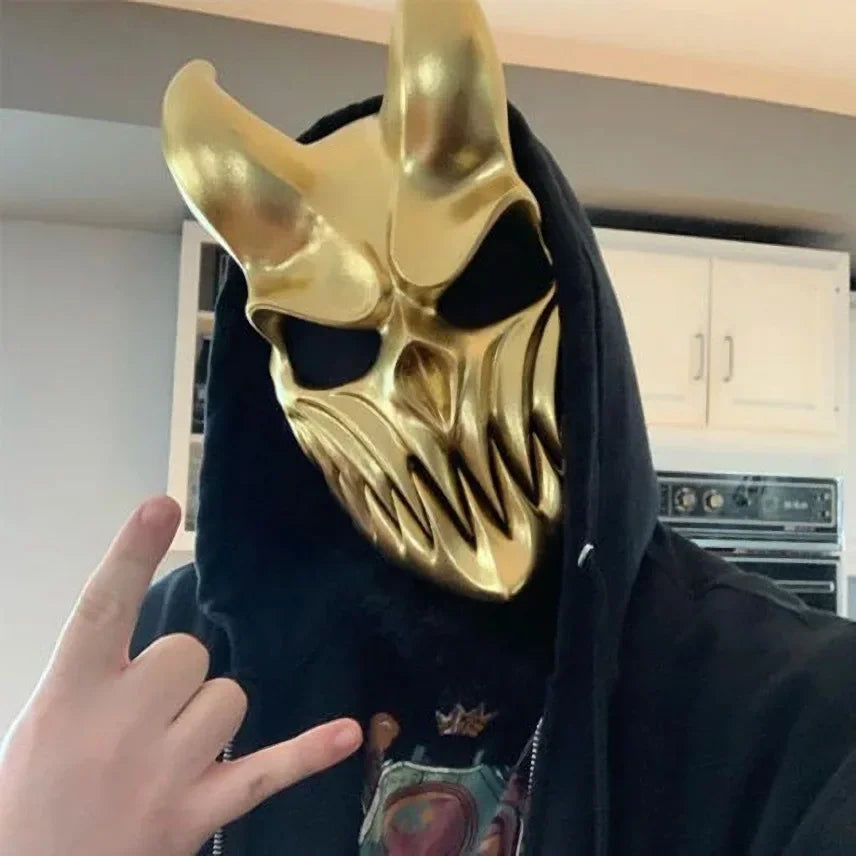 La matanza del deathcore prevalecerá ‌   Máscara de látex que cubre la mitad de la cara, ideal para Halloween, fiestas de disfraces, sesiones de fotos y como accesorio para disfraces.