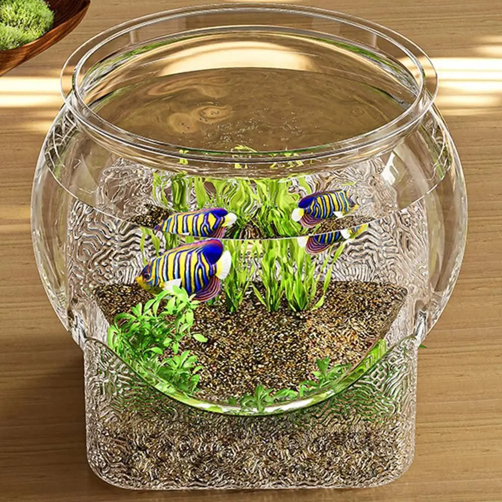 Acuario redondo duradero de 2025, pecera transparente resistente a caídas, mejora la experiencia visual, decoración de escritorio para peces ornamentales