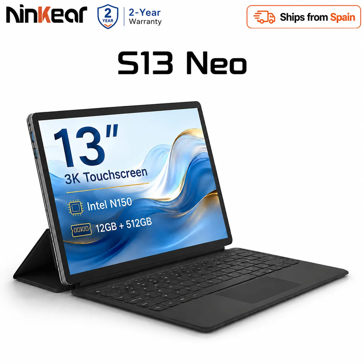 Ninkear S13 Neo 2-in-1 Tablet Pc 13" 3K 3000X2000 Ips Intel N150 12Gb Lpddr5 512Gb Ssd Windows 11 Laptop with Magnetic Keyboard Stylus 6000Mah