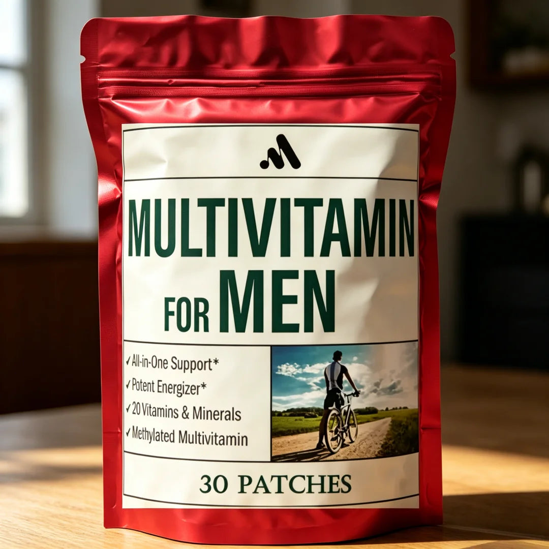 Parche Transdérmico Multivitamínico para Hombres, Contiene Vitaminas A, B6, B12, Zinc, Calcio y Vitamina D, 30 Parches