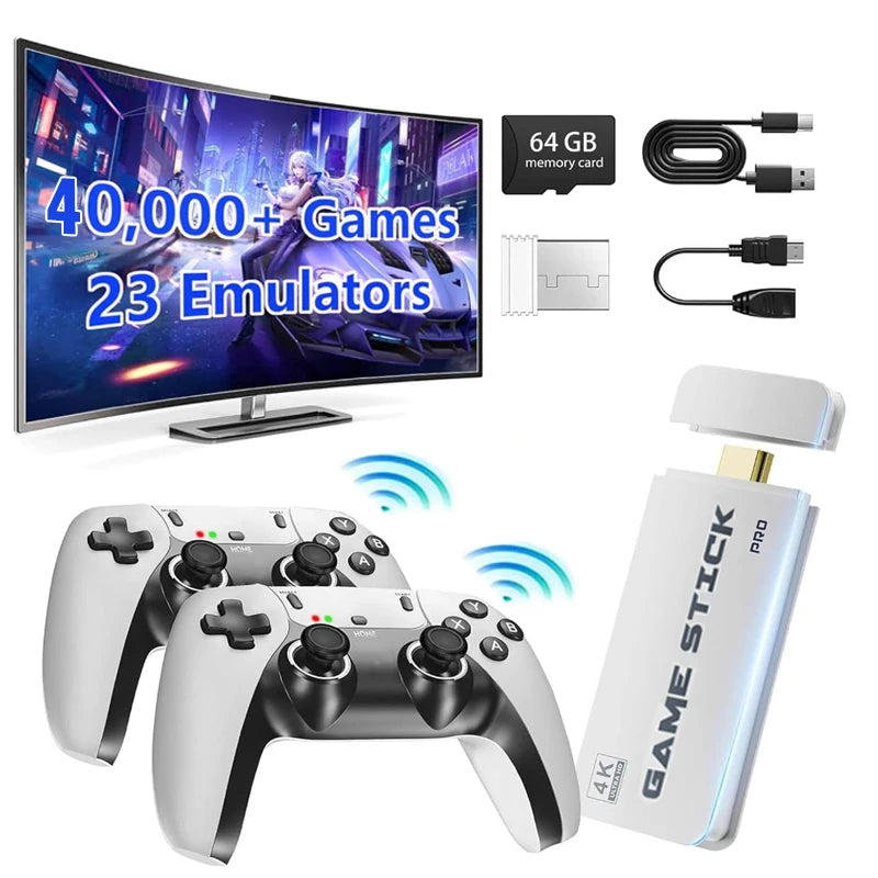 New M15 4K TV Game Built in 40000+Games Stick Video Game Console 64G Wireless Controller Gamepad Retro Handheld Game Console