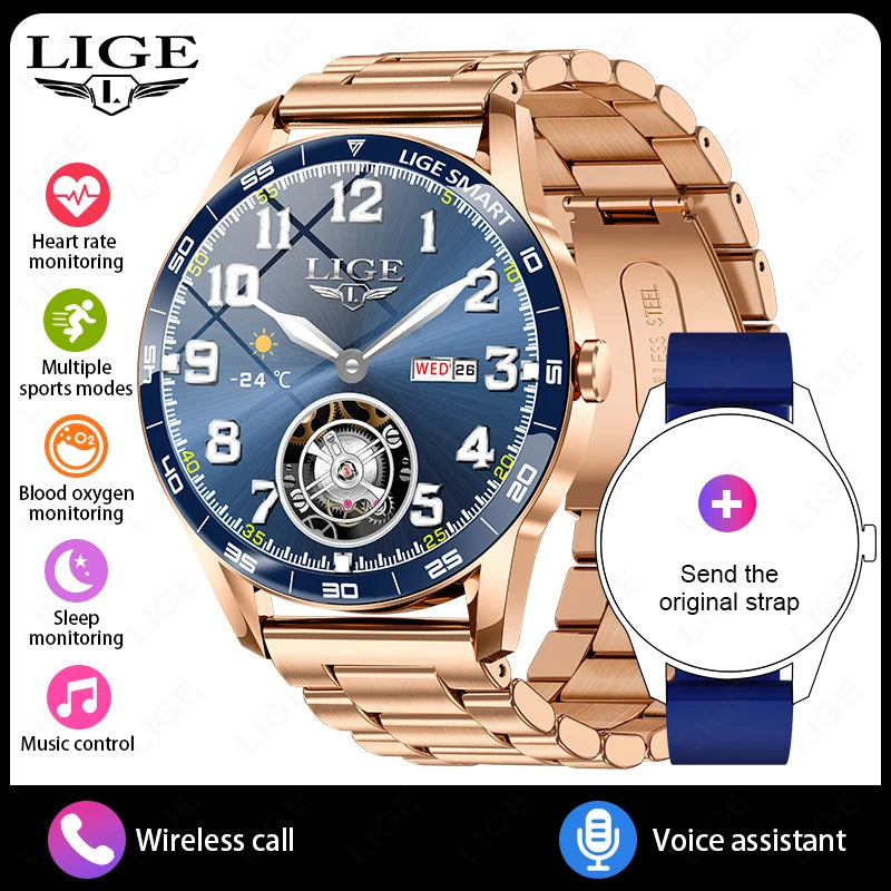 LIGE Nuevo Reloj Inteligente 2025 para Hombre, Resistente al Agua IP68, Monitor de Frecuencia Cardíaca, Pantalla Táctil Completa, Reloj Deportivo de Fitness con Llamada Bluetooth