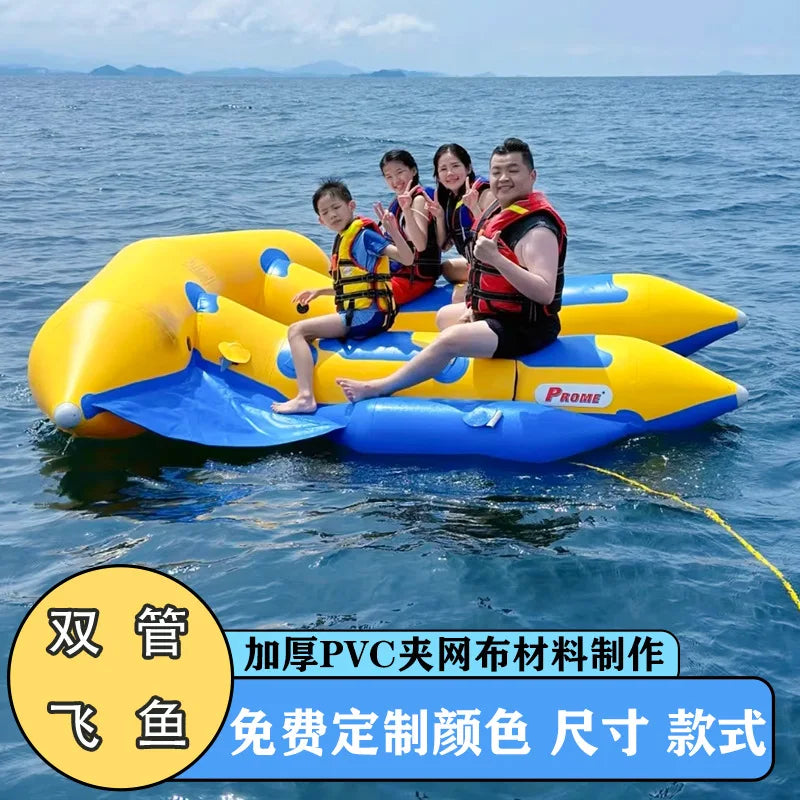 Bote inflable tipo banana, pez volador, para exteriores, grande, para remolcar en el mar, para coche, motocicleta, lancha rápida.