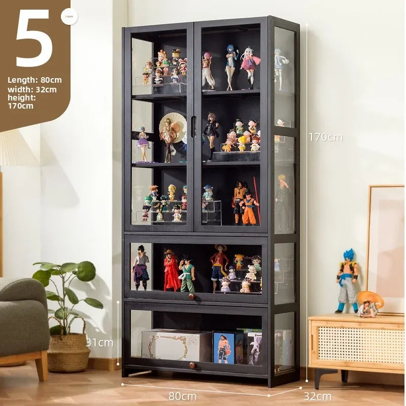 Vitrina Lego de gabinete de figuras, vitrina de vidrio con luz, estante de almacenamiento a prueba de polvo para el hogar, caja de exhibición de juguetes, vino