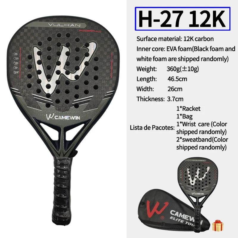La nueva raqueta de Padel de fibra de carbono de 12K, raqueta de Padel de EVA con núcleo de espuma viscoelástica elástica, raqueta de tenis de playa, raqueta de Padel de fibra de carbono