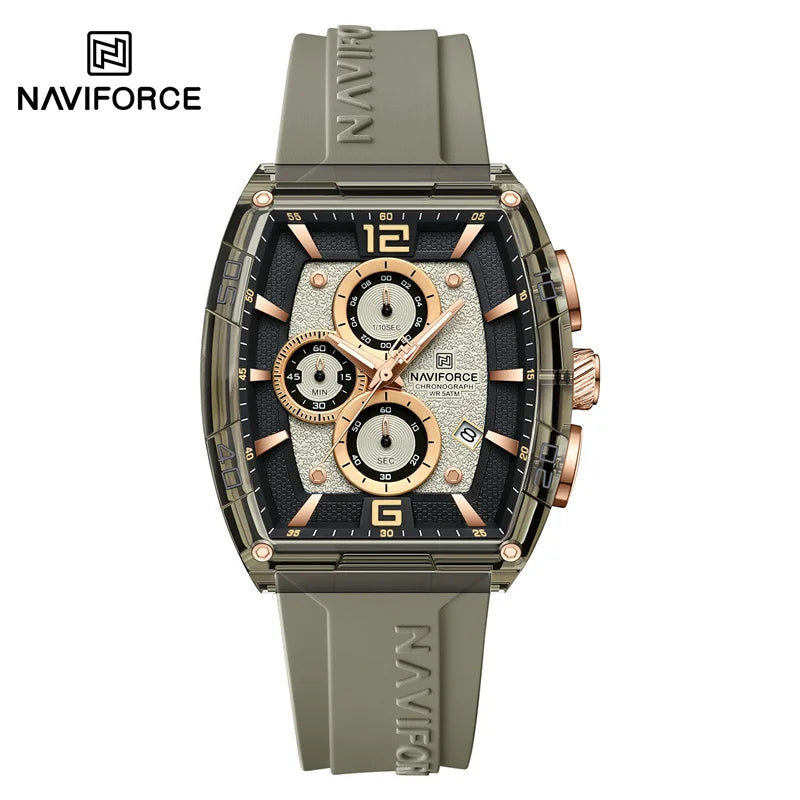 Reloj de moda para hombre de la mejor marca NAVIFORCE, cuarzo, correa de silicona, resistente al agua 50M, fecha, reloj de pulsera original para hombre 2025