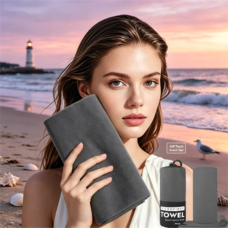 Toalla de playa de microfibra de secado rápido, que no retiene la arena, es de gran capacidad de absorción, suave y fácil de transportar, ideal para nadar, viajar, usar en el gimnasio y para practicar deportes al aire libr