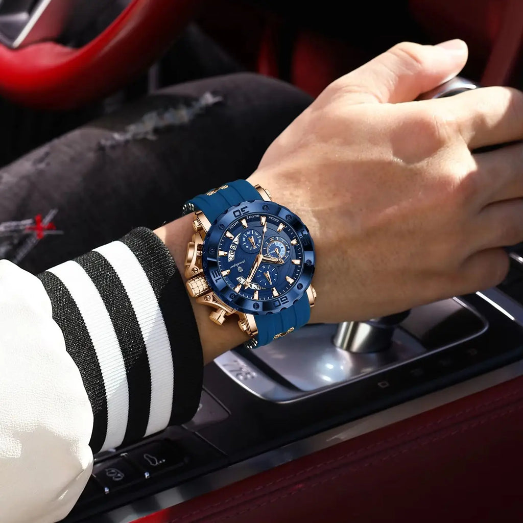 Reloj para hombre POEDAGAR Youth Sports, cronógrafo, fecha, resistente al agua, luminoso, correa de silicona, cuarzo, moderno, reloj para hombre