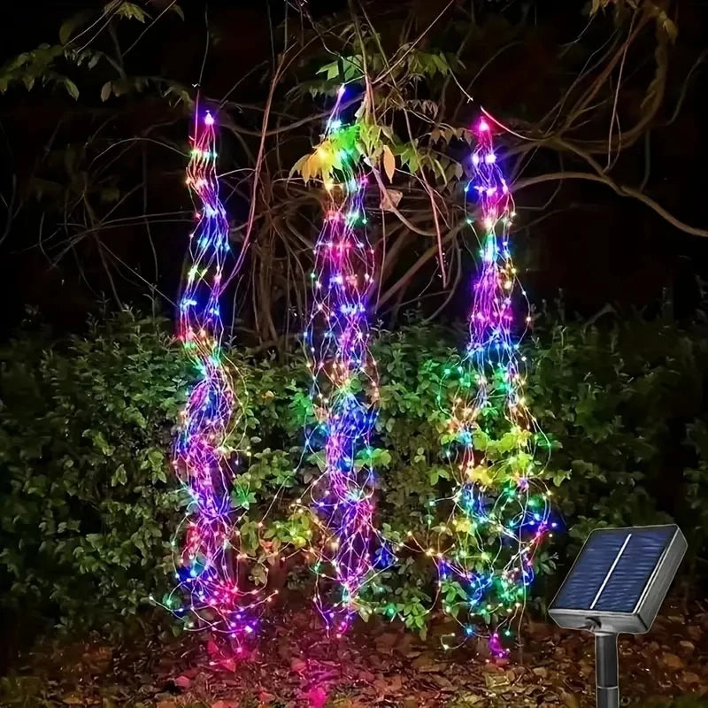 Rama de luces LED con energía Solar, luz de cascada impermeable de cobre para fiesta de jardín, decoración de árbol de Navidad al aire libre