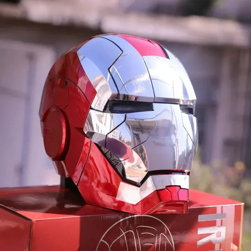Nuevo Casco Jarvis Iron Man Mk5 y Mk50 con Luz LED, Cierre Electrónico, Control por Voz, Réplica 1:1 de Los Vengadores, Regalo de Cumpleaños para Fanáticos